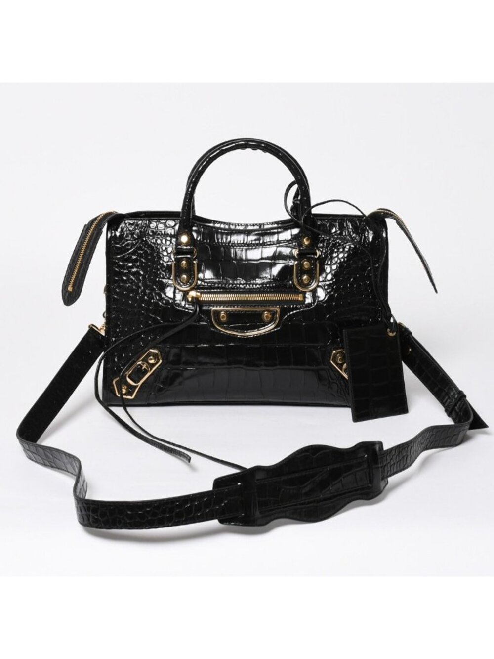 Balenciaga Classic Metal Edge City 2-Way Shoulder Bag Black Gold